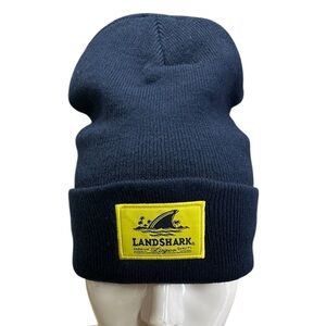 LandShark Navy Beanie with Yellow Patch Toque Hat